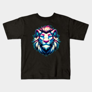Cyberpunk Neon Furry Anthro Lion V2 Kids T-Shirt